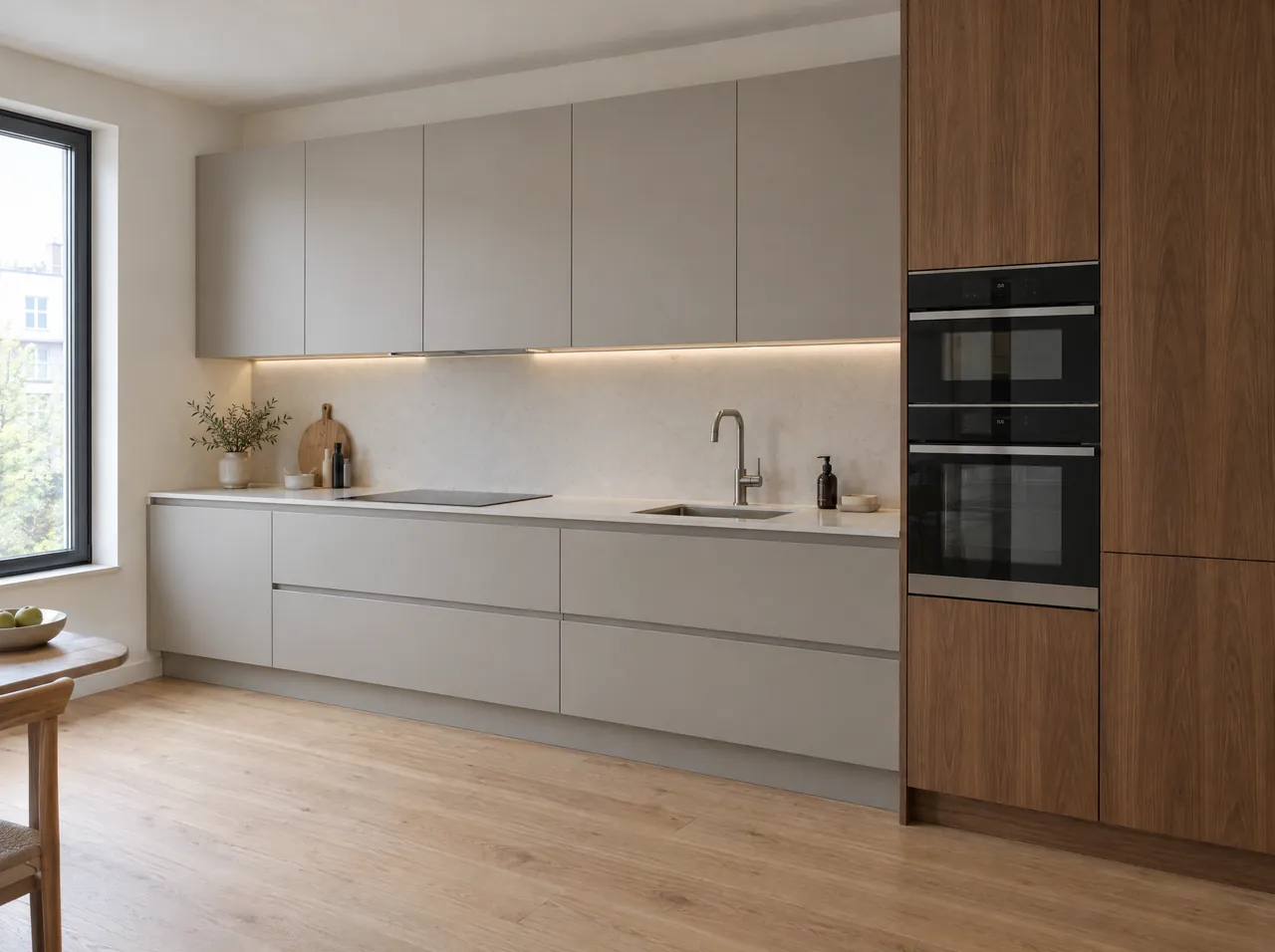 Mobilier de bucătărie montat într-un proiect rezidențial