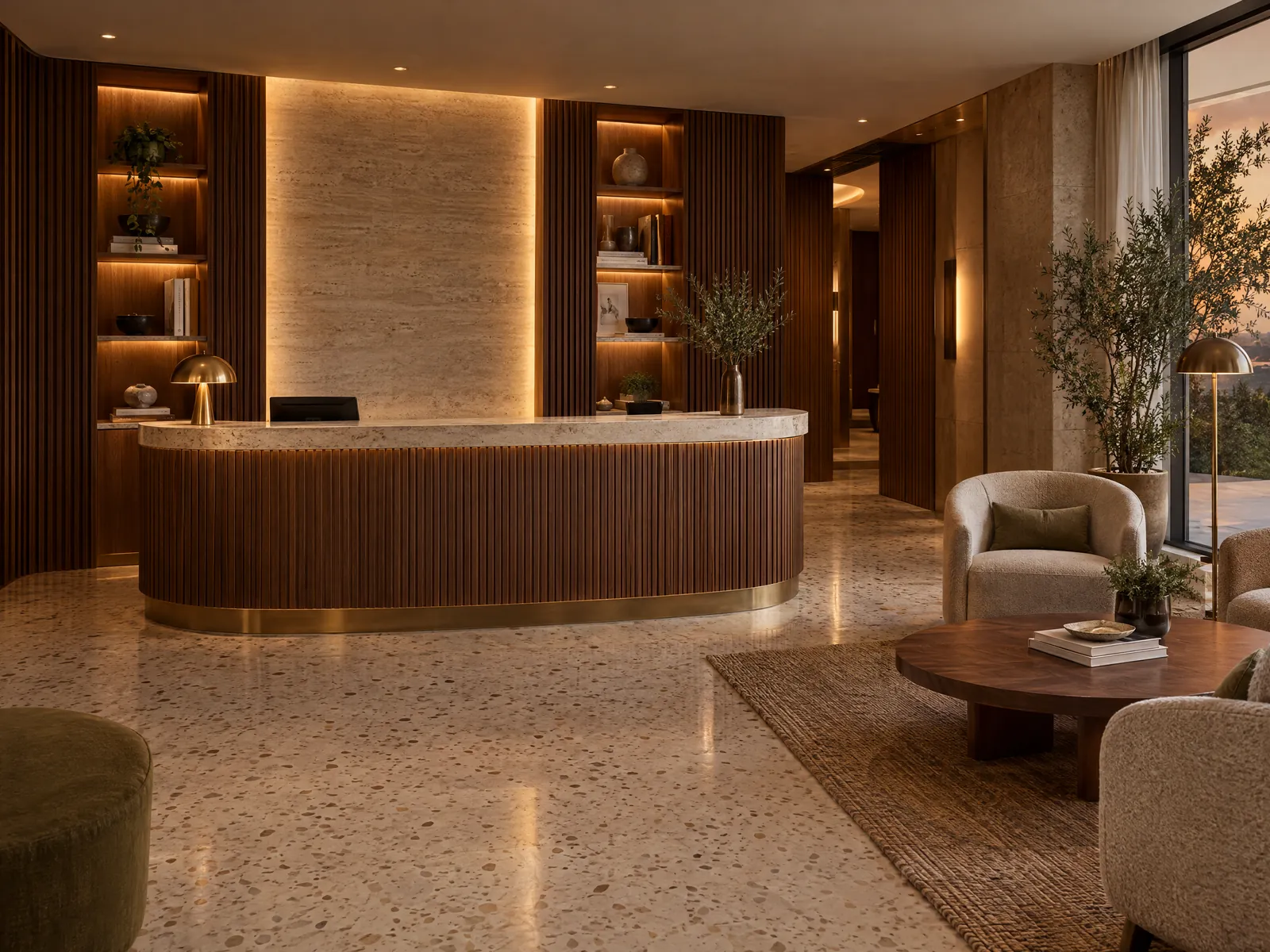 Concept 3D: Lobby et réception d'hôtel