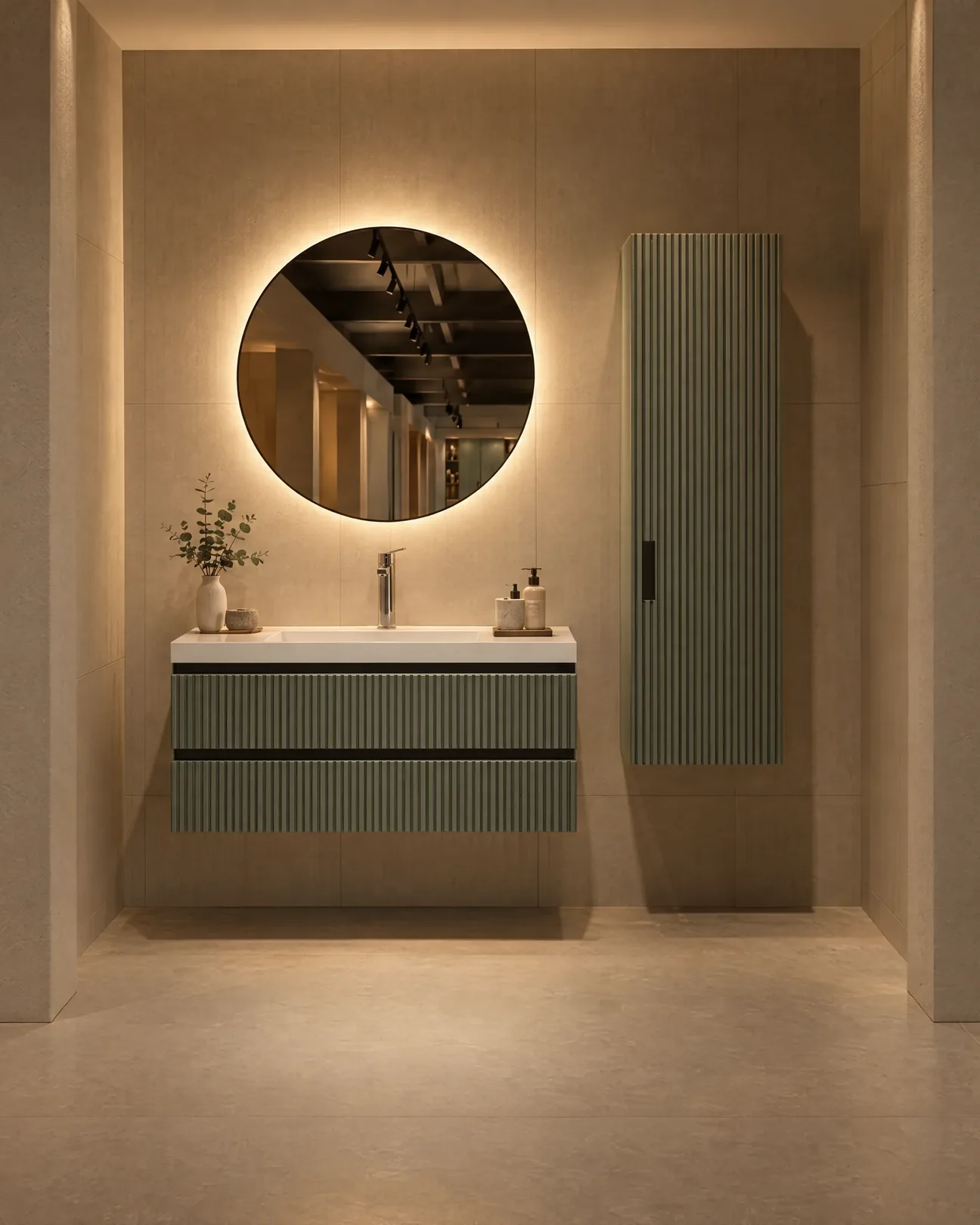 Mobili bagno con specchi retroilluminati nello showroom virtuale